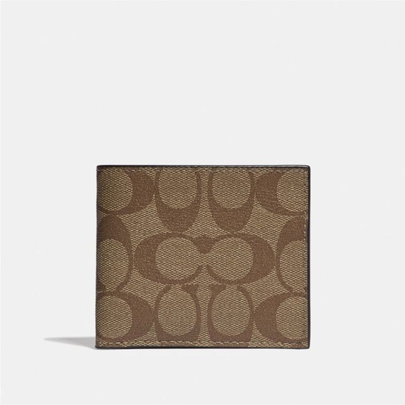 NWT Coach Outlet Id Billfold Wallet In Signature Canvas - Picture 1 of 2